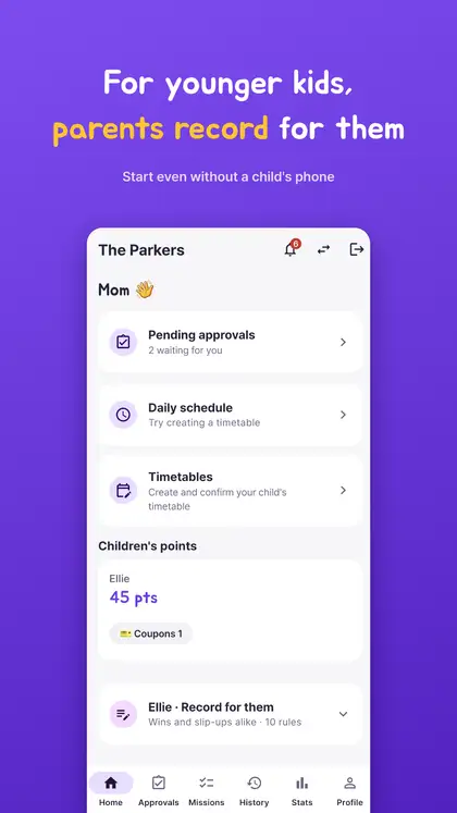 Parents can record on behalf of young children